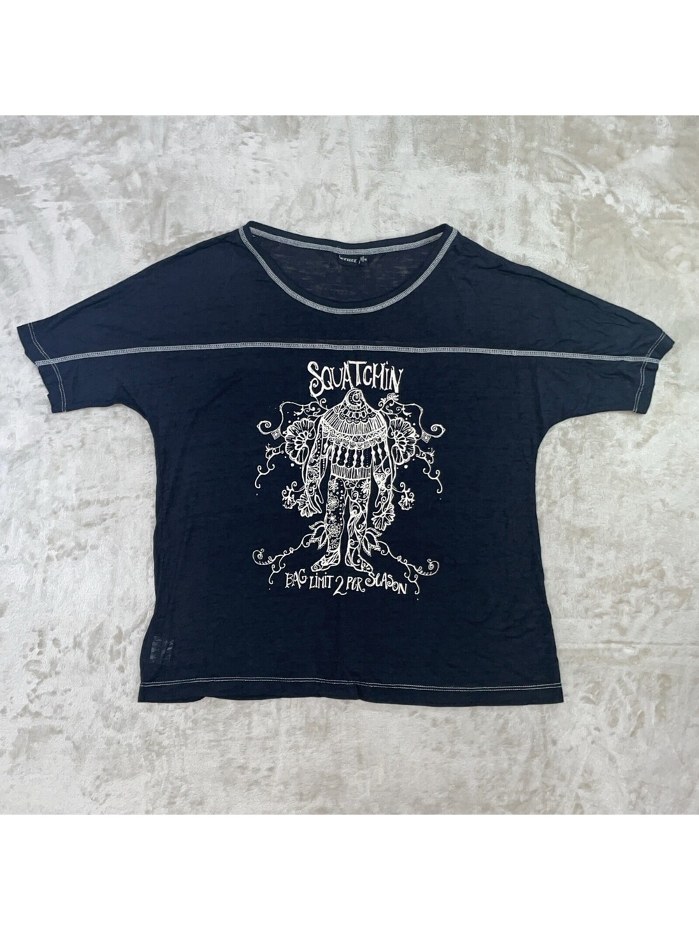 Cruel Denim Western Wear “Squatchin” Lightweight Black Tee Womens Medium - NWOT